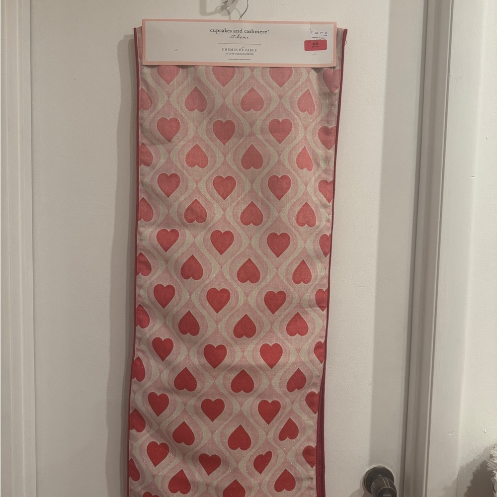 Cupcakes & Cashmere Pink Heart Table Runner Valentines